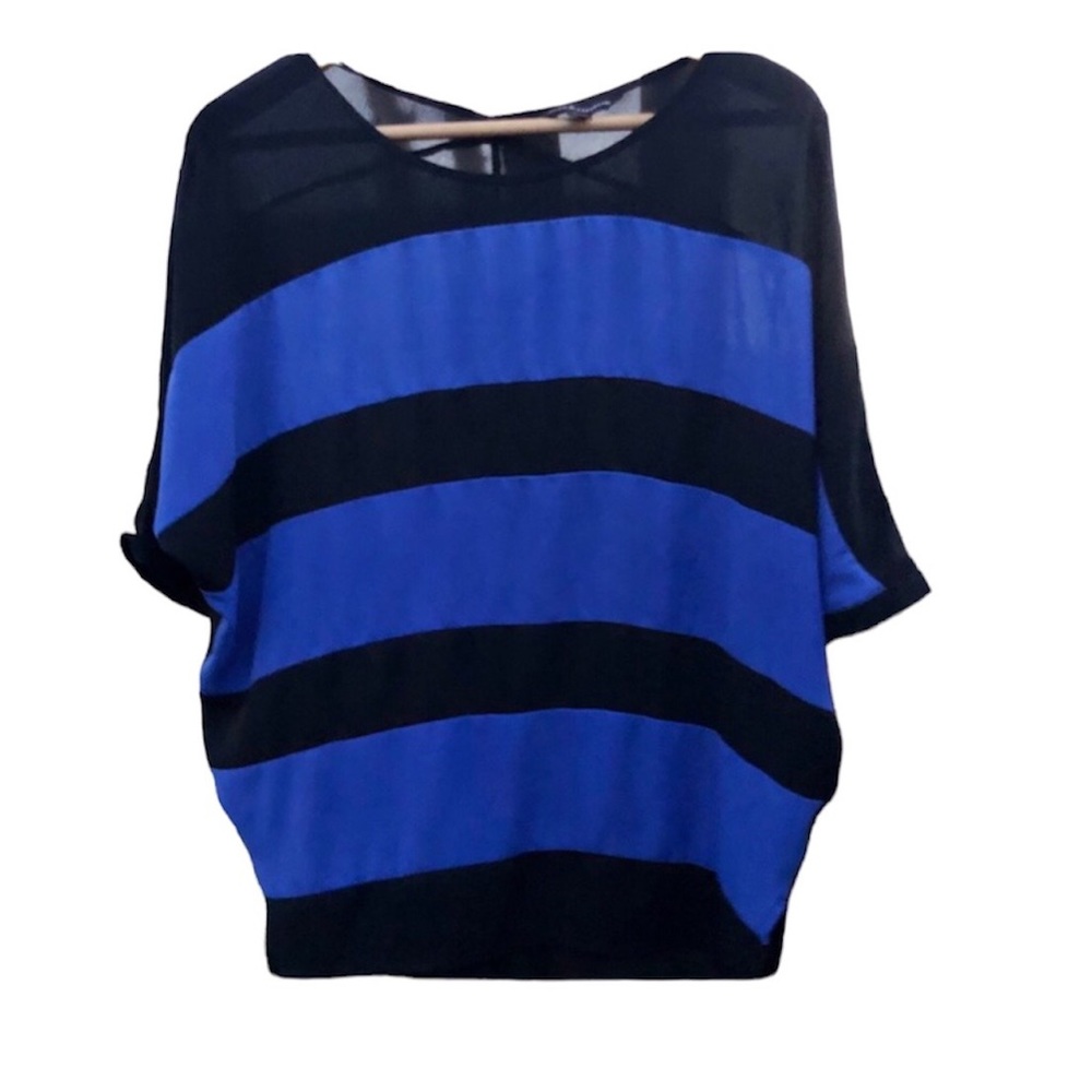 Rock & Republic Shirt Striped Sheer Sz. XS Blue Black